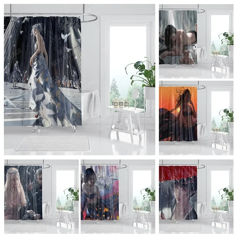 

Waterproof fabric shower curtains Bathroom curtain accessories 180x200 Bath curtain for shower 240*200 cartoon cute decoration