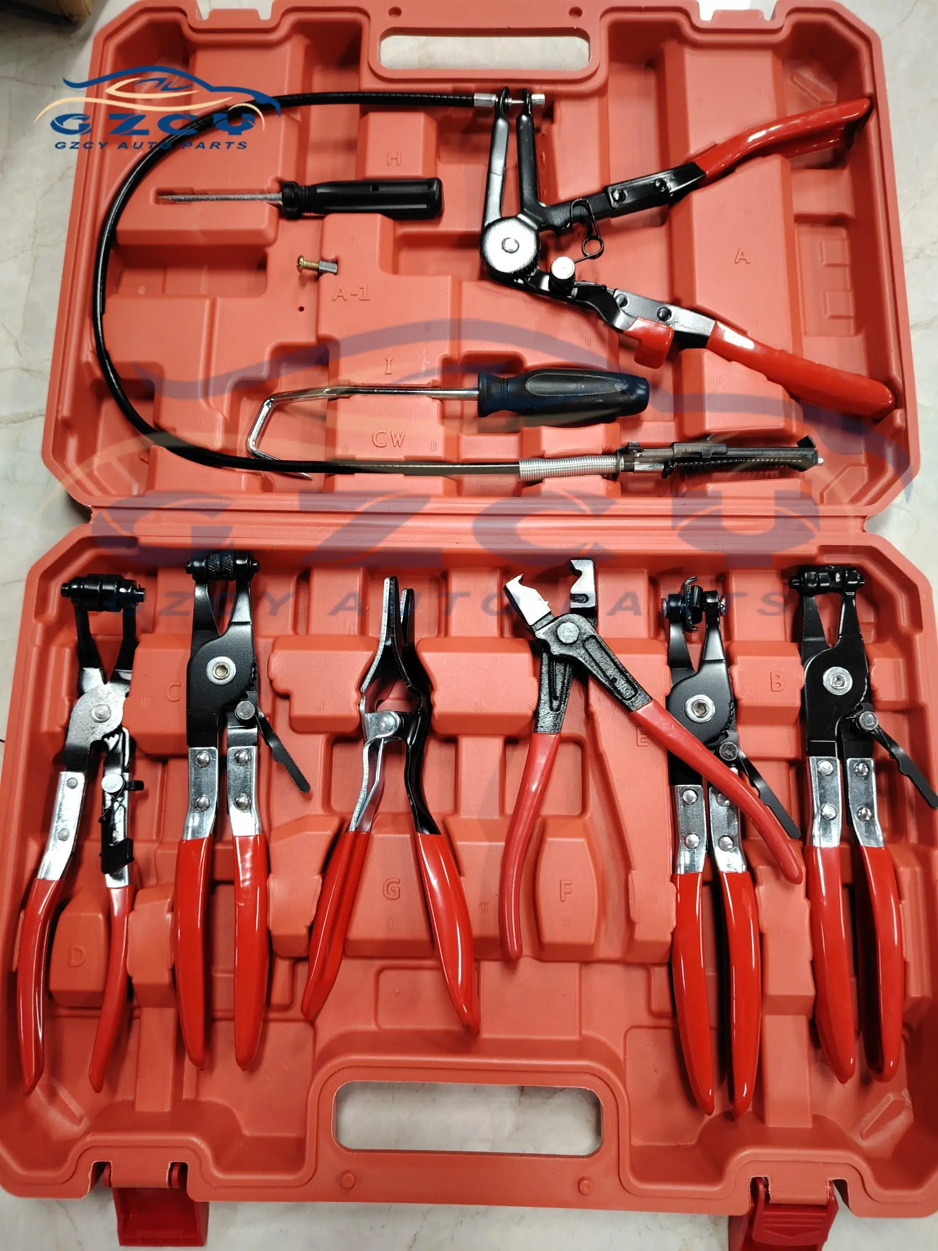 

9pcs Wire Long Reach Hose Clamp Pliers Set Fuel Oil Water Hose Auto Tools,Hose Clamp Pliers for Fuel Oil & Water Hoses,Red