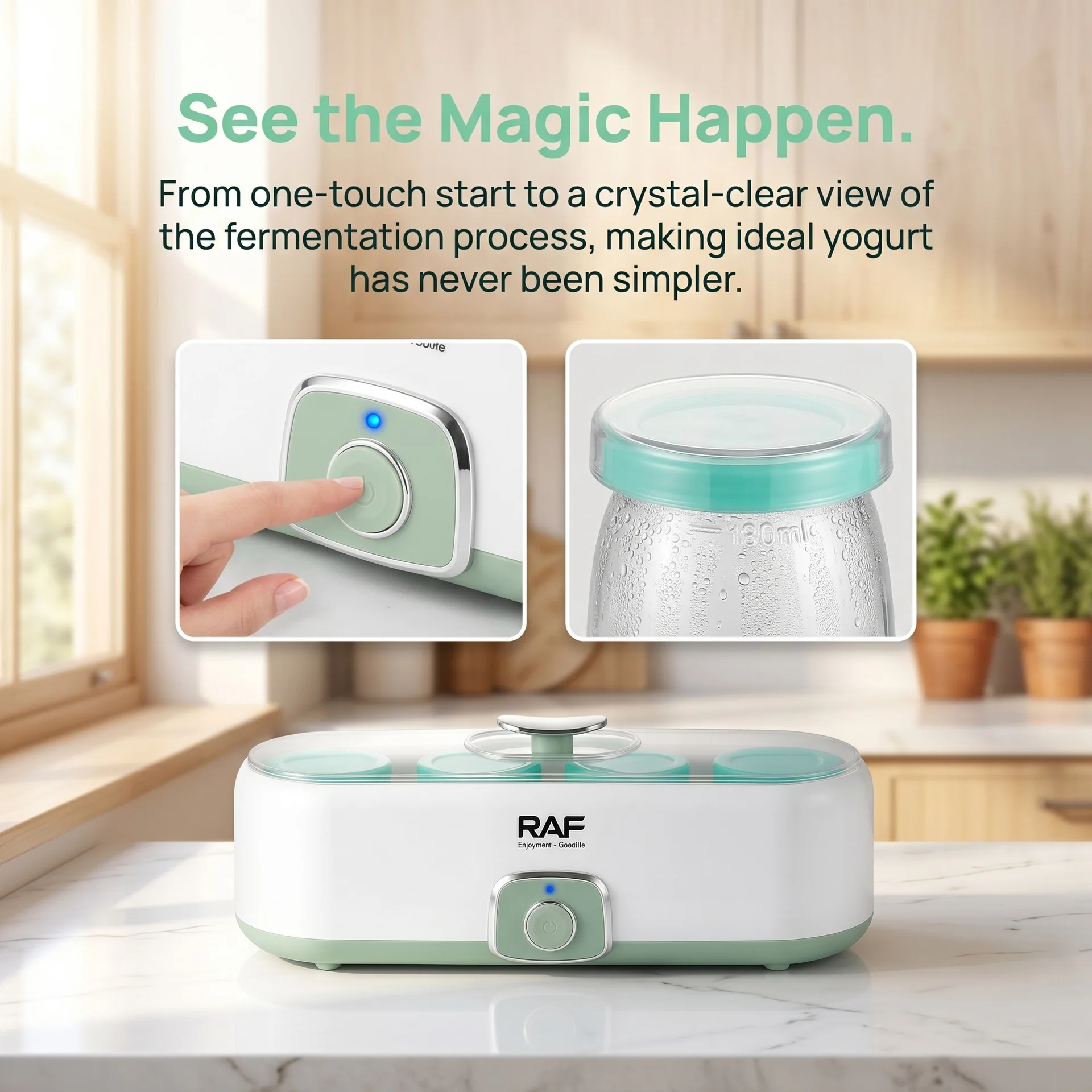 Electric Yogurt Maker With 4 Glass Cups Automatic Leben Yoghurt Rice Wine Machine Buttermilk Sour Cream Natto Fermenter 220V