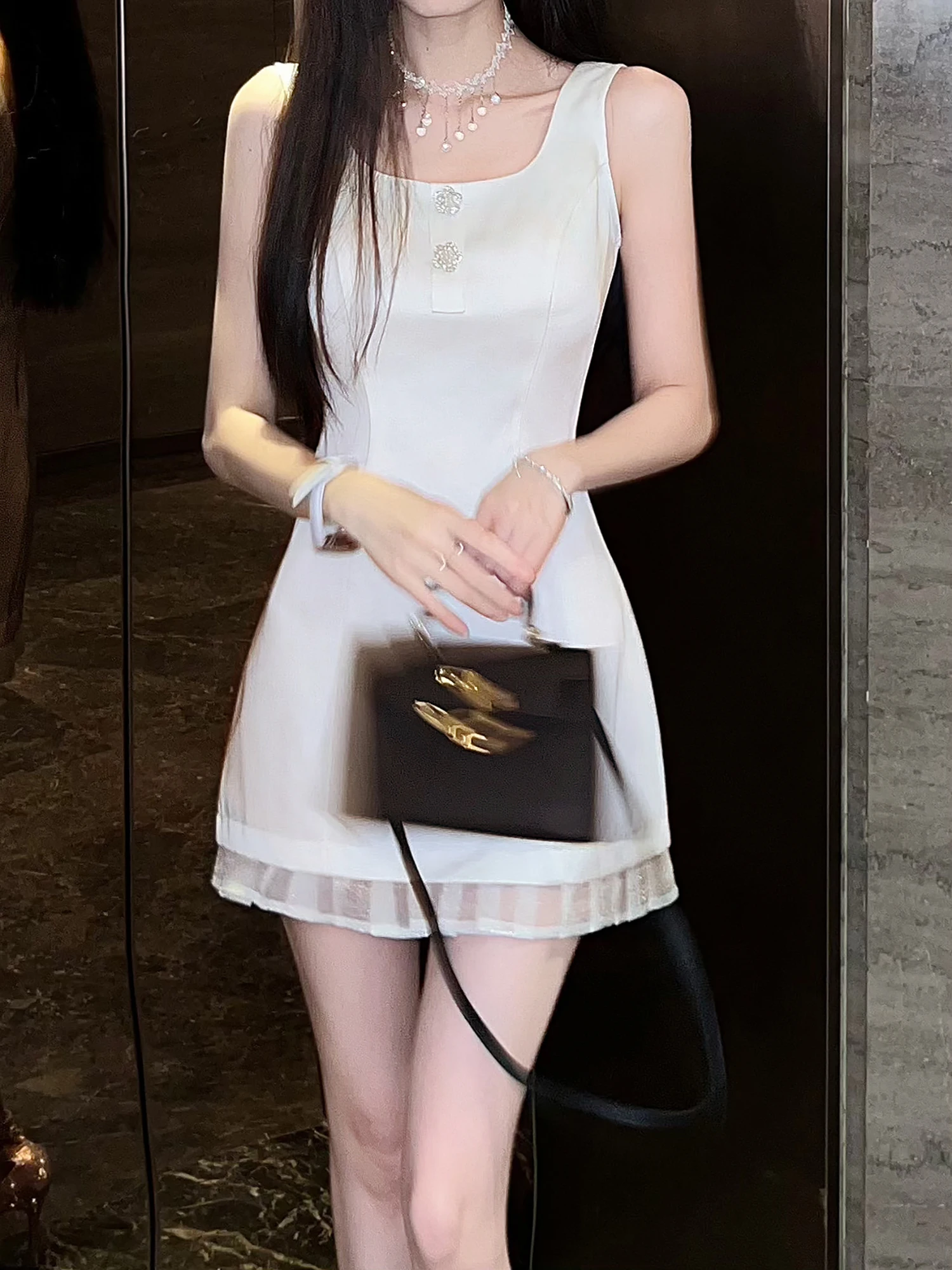 

Ele Satin ort Svel Women's Dr High Waist Slim Fit U-Ne Invisible Zipper H-Sle Skirt for Date Night out