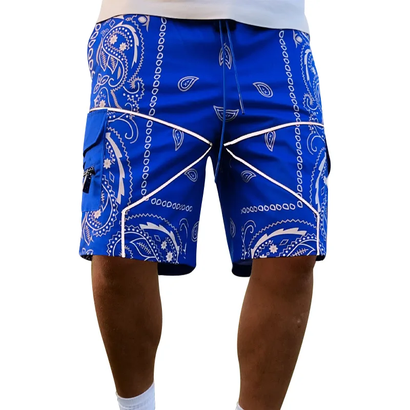 Workwear Shorts Men's Cashew Flower Shorts European and American Loose High Street Multi Pocket Casual Men's Straight Tube