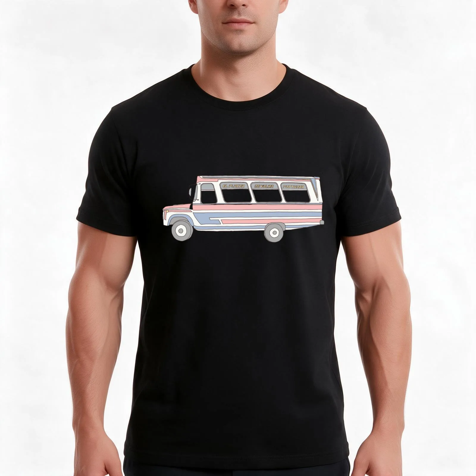 Bolivian 'Micro' Bus T-Shirt, Summer Casual Cotton Tee, Oversized Streetwear Tops, Vintage Graphic Print, Loose Fit Short Sleeve