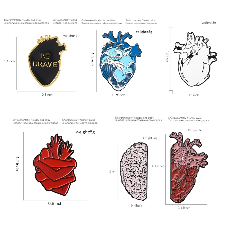 Enamel Pins Medical Anatomy Brooch Heart Neurology Pins for Doctor and Nurse Lapel Pin Bags Badge Gifts 19style Anatomical Heart