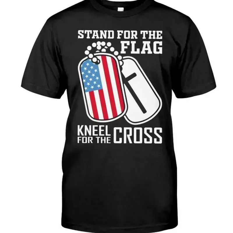 Stand For The Flag Kneel Cross American And Christian Dog Tag T shirt