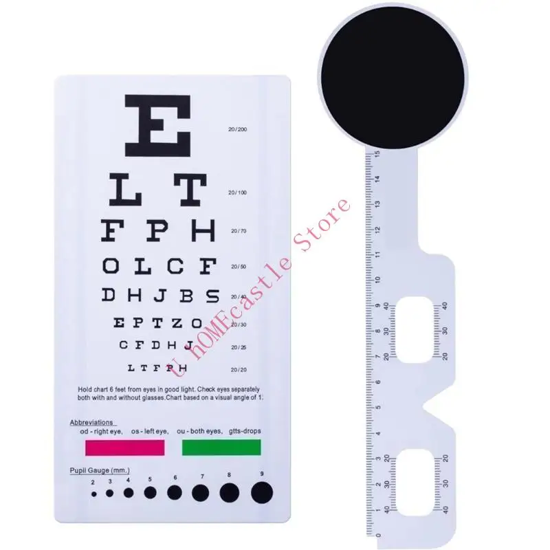 

63HF Глаза Диаграмма PD Ruler Eye Occluder Pocket Eye Test Test для осмотра остроты зрения