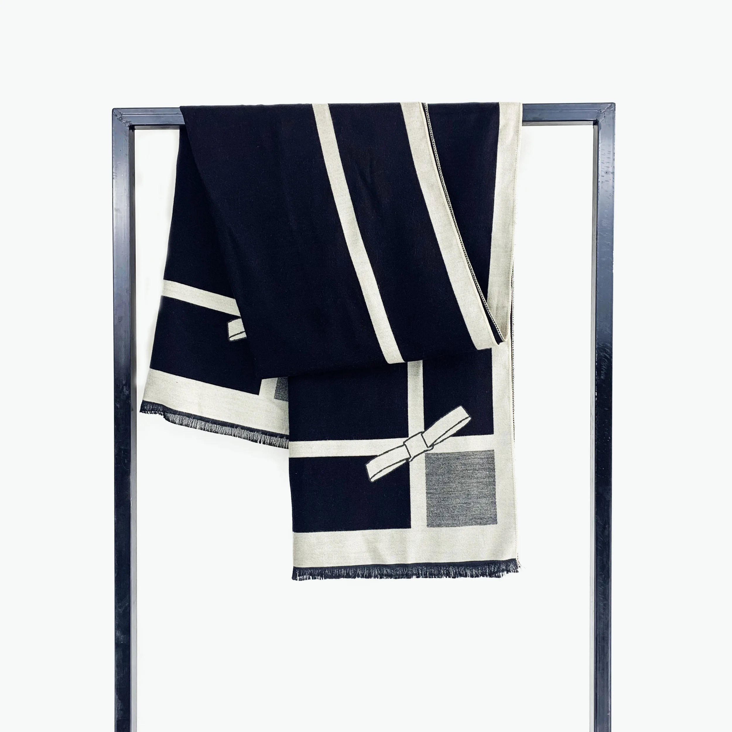 ESINGEYI 2025 أوشحة شتوية امرأة Foulards فام وشاح تقليد الكشمير القوس أنيقة الباشمينا شال الخمار اللفاع