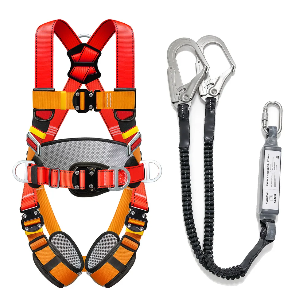 High Altitude Work Safety Harness and Rope Full Body 5-point Safety Belt Outdoor Training Work Construction Protective Equipment