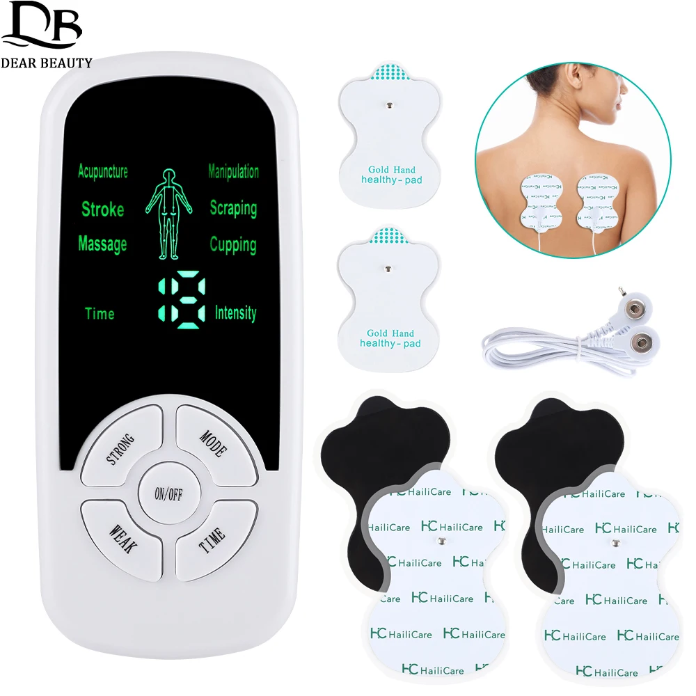 EMS Pulse Electric Muscle Stimulator With 8PCS Electrode Massage Pads Digital Meridian Therapy Machine Back Neck Body Massager