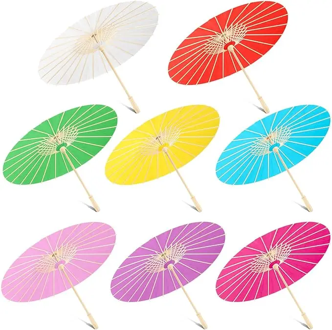 12/30/50/60PCS Wit Papier Paraplu's 23.6 Inch Papieren Parasol Paraplu's DIY Paraplu's Bruiloft Rekwisieten
