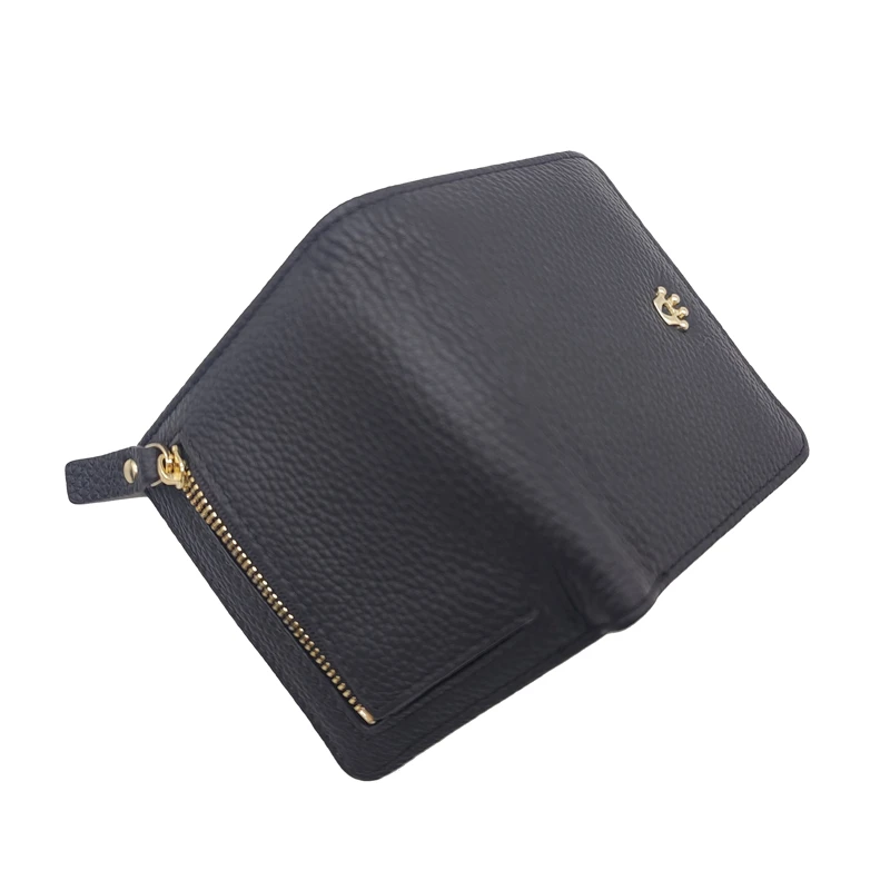 2023 New Ladies Elegant Crown Button Short Wallet Genuine Cow Leather Hasp Bil-fold Purse ID Card Holders Money Bag Wallet