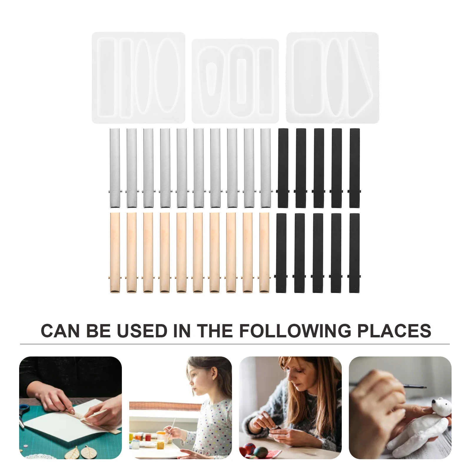 

1 set 1 Set Diy Silicone Molds For Hair Clips Accessories Handmade Craft Epoxy Hairpin Ornament Making Kit Durable Alloy