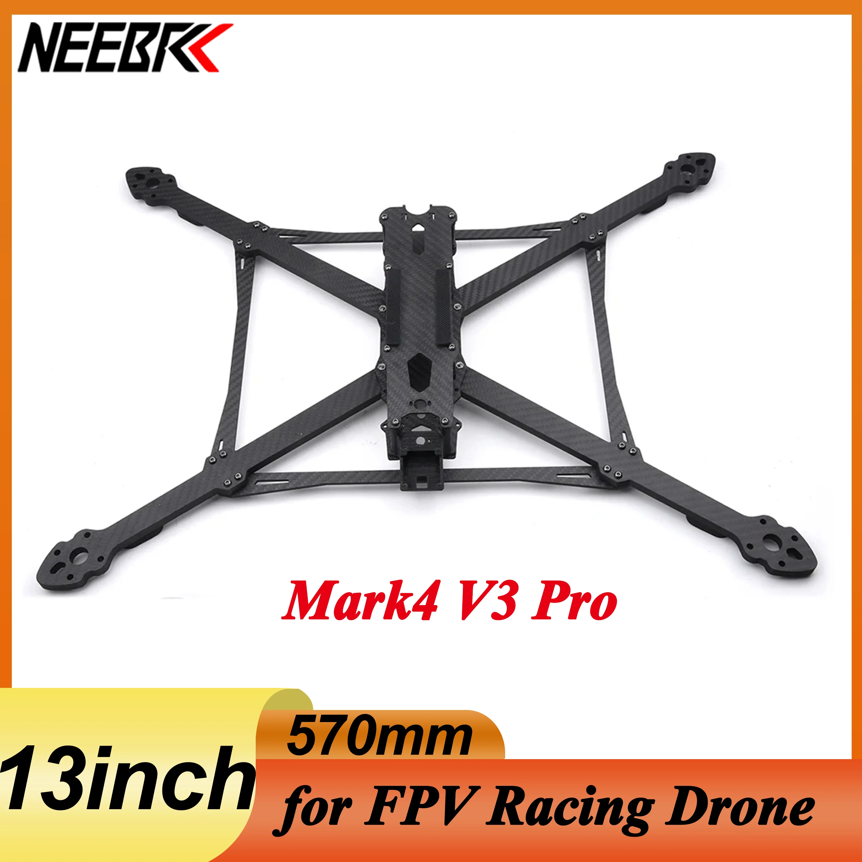 

Mark4 V3 Pro 13inch 570mm Carbon Fibre Frame Kit for FPV Racing Drones RC Plane Quadcopter Traverser Freestyle DIY Model Parts