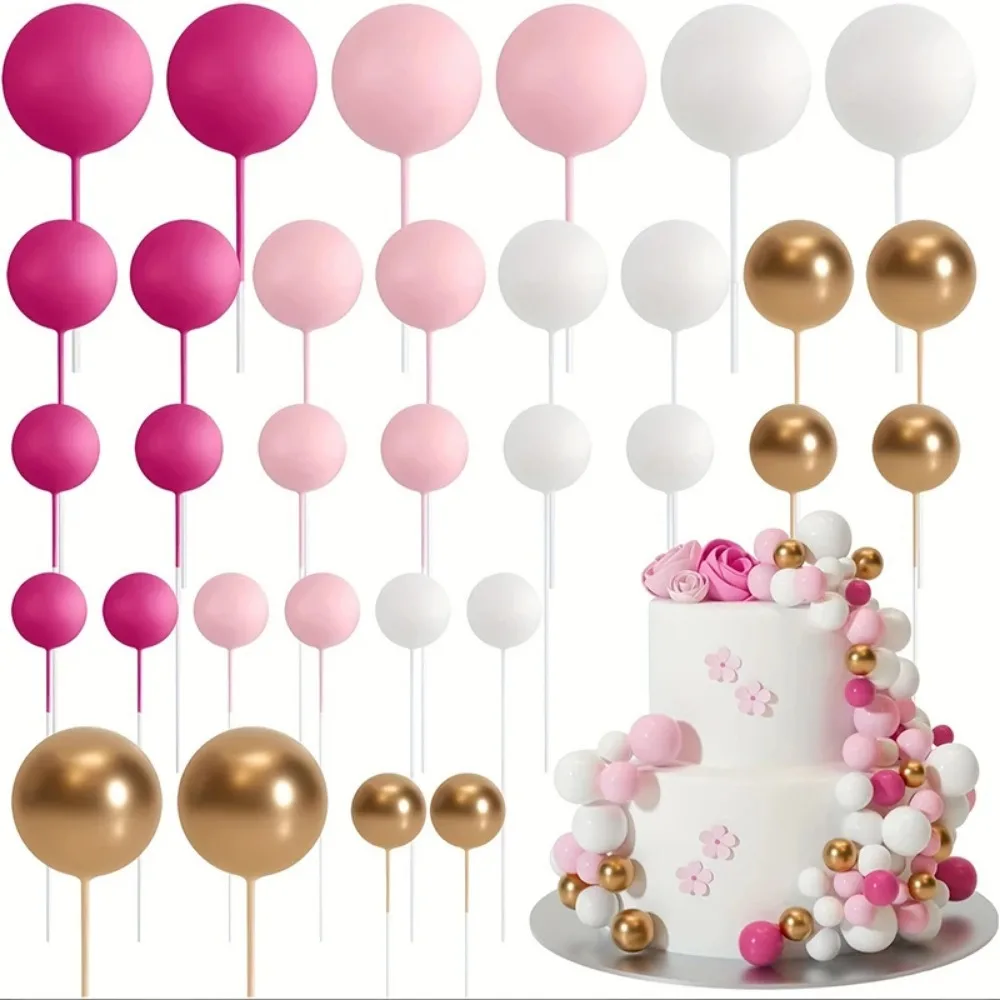 20/30 Stück Kuchenbälle Dekoration vergoldet schwarz alles Gute zum Geburtstag Schaumstoffball Kuchenaufkleber Party Muttertag Dekor DIY Hochzeitsdekoration – Detail 10