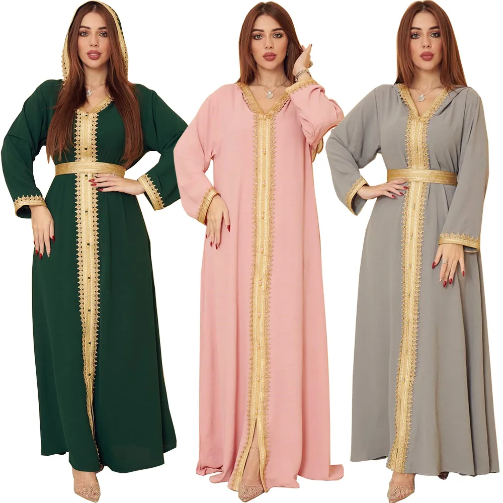 

Saudi Arabia Hooded Dress for Women Dubai Abaya Women Long Muslim Dress Kaftan Robes Elegant Maxi Dress Islamic Clothing Caftan