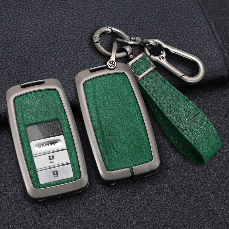 Zinc Alloy +Leather Car Key Case Cover Shell Fob For Honda Acura RLX MDX CDX TLX-L NSX RDX Holder Auto Car Keychain Accessories