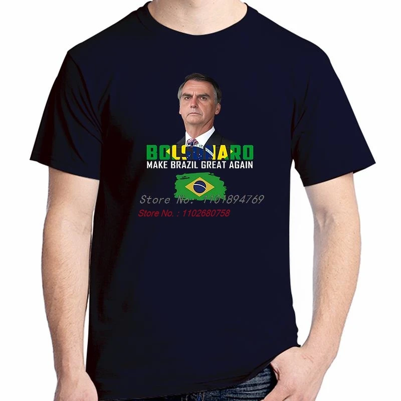 Bolsonaro Para Presidencia Do Brasil Classic Cotton Graphic T Shirts Summer Men's Short Sleeve T-Shirt High Quality Mens Clothes
