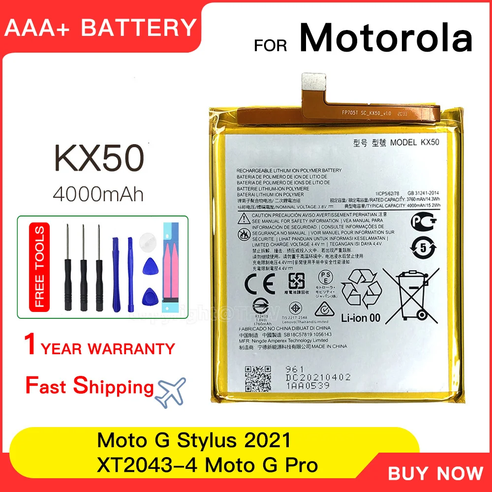 

100% genuine KX50 For Motorola Moto G Stylus 2020 XT2043 Moto G Pro XT2041 Batteries Mobile Phone Replacement Batteries Batteria