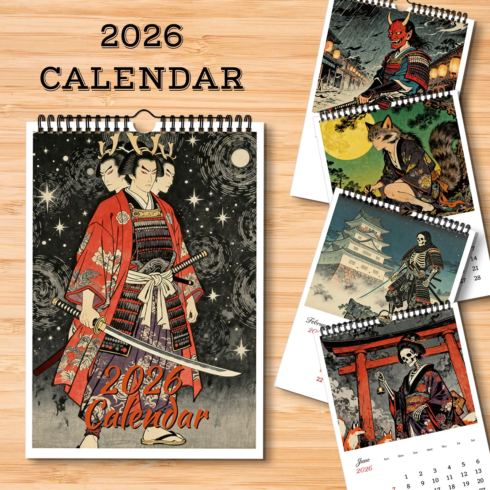 قطعة واحدة من تقويم الجيشا الفني على طراز Ukiyo-e التقليدي، مناسبة لتزيين غرفة الدراسة، مثالية لمحبي الفن الياباني #1