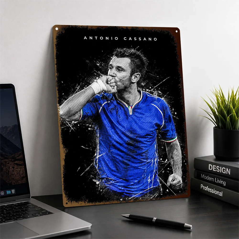Antonio Cassano Football Aluminum Poster Customized Metal Tin Sign Club Hero Design Wall Art For Entertainment Space And Study