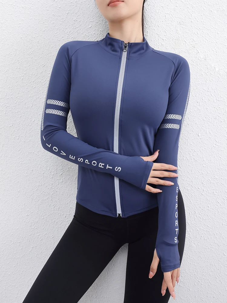 Fashion gym fitness workout zipper top running coat quick dry sports jacket yoga wear girls top Quick Dry yoga coat for women