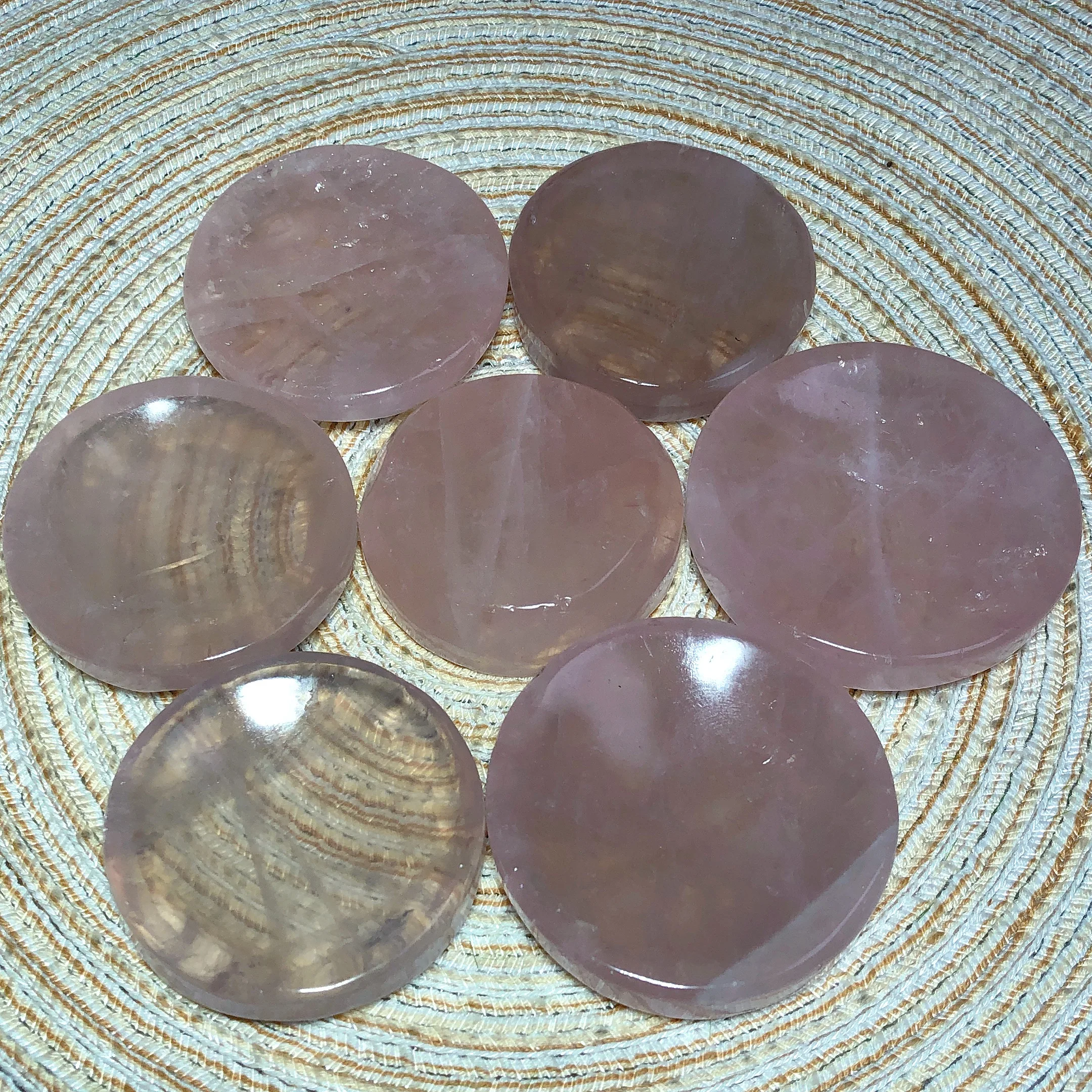 Natural Crystals Rose Quartz Circle Bowl Polished Reiki Healing High Quality Home Decorations Room Decor Energy Gift