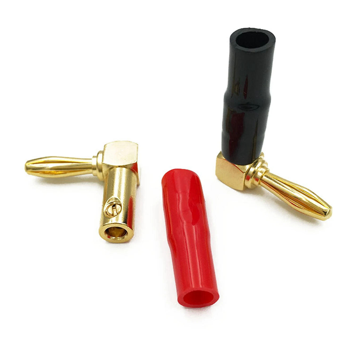 【البيع الساخن】4 قطعة مكبر للصوت المتكلم محطة ملزمة آخر 4 مللي متر الموز التوصيل جاك و 4X مرحبا نهاية النحاس الزاوية اليمنى المسمار نوع الموز التوصيل