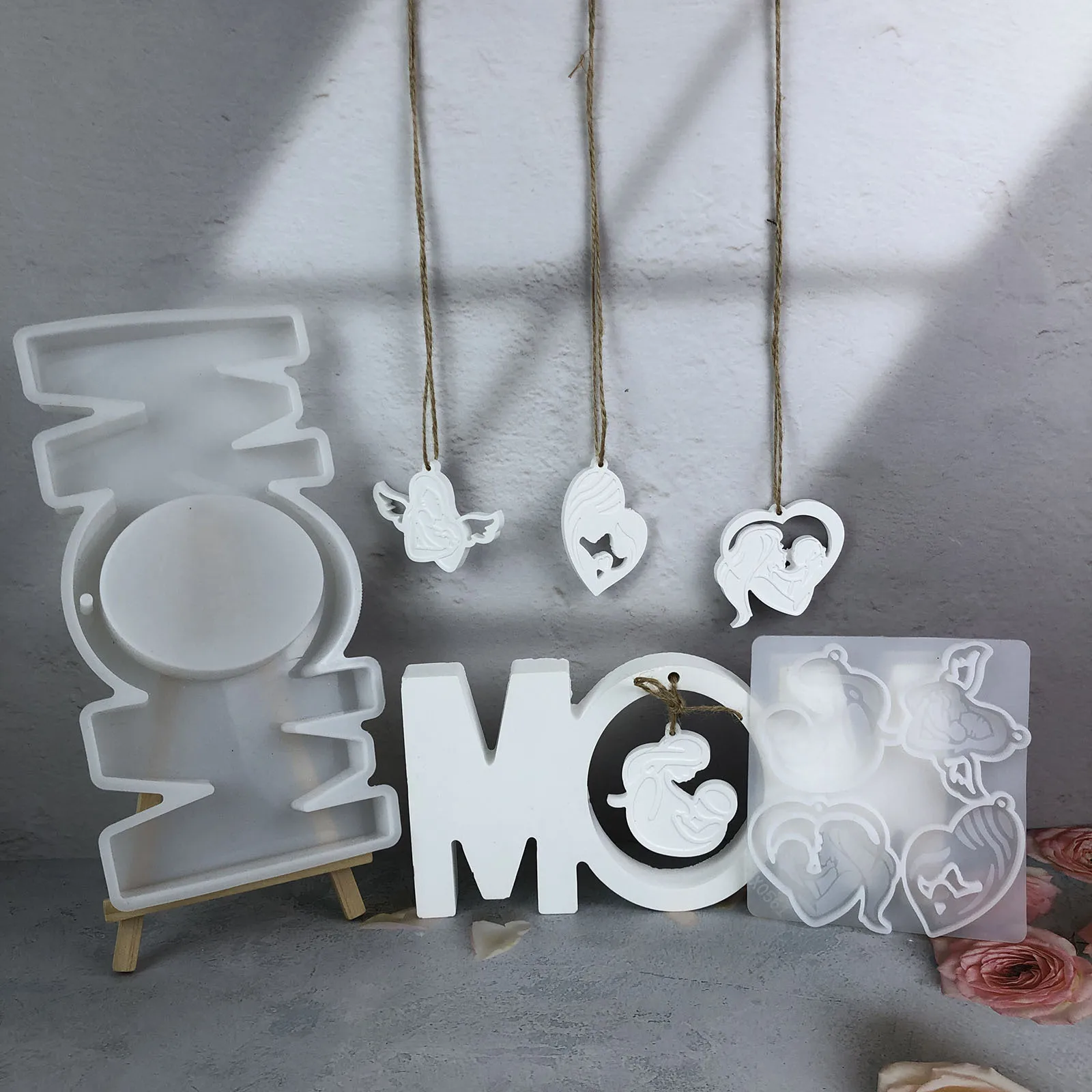 

2026 New Best-Selling MOM Mould Home Decor Hanging Rings Decorative Cement and Plaster Molds DIY Ornament Pottery Silicone Molds