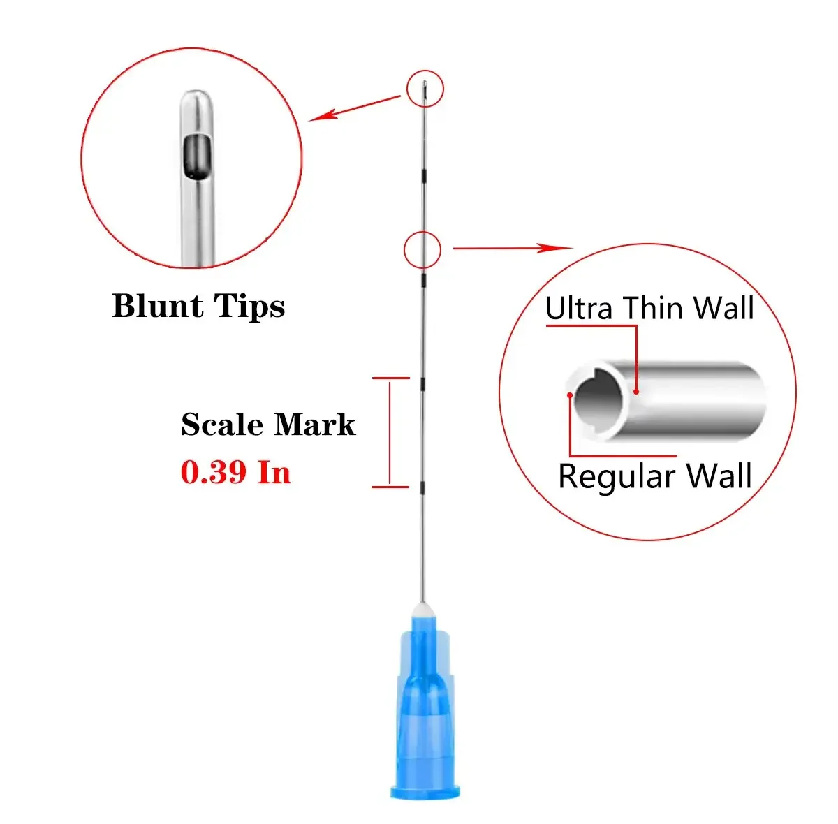 CE Blunt Cannula 18G 21G 22G 23G 27G 30G 25mm 38mm 50mm 70mm 100mm Safe Injection Fine Blunt Micro Cannula For Dermal Filler