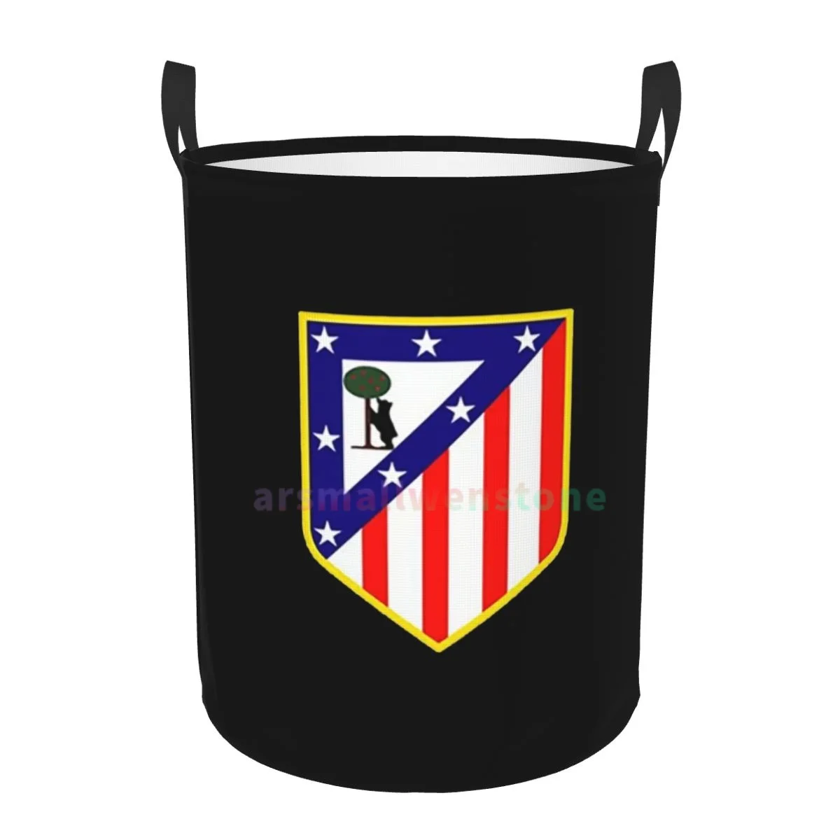 Athletic Club Madrid Round Laundry Hamper Storage Basket Toys Clothes Organizer Bin for Home Bathroom Bedroom Dorm Nursery