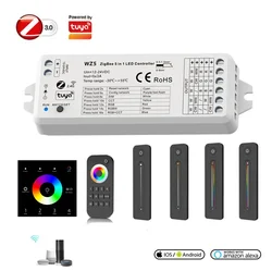 (Zigbee 3.0+TUYA) 5 IN 1 Wireless Led Controller 12V 24V 2.4G Remote Control Alexa Google Home Voice Control