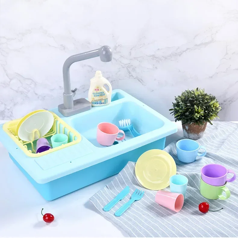 Grifo de agua eléctrico de simulación para niños, juguete de fregadero de cocina, limpieza, casa de juegos interactiva, regalo para bebés, alta calidad