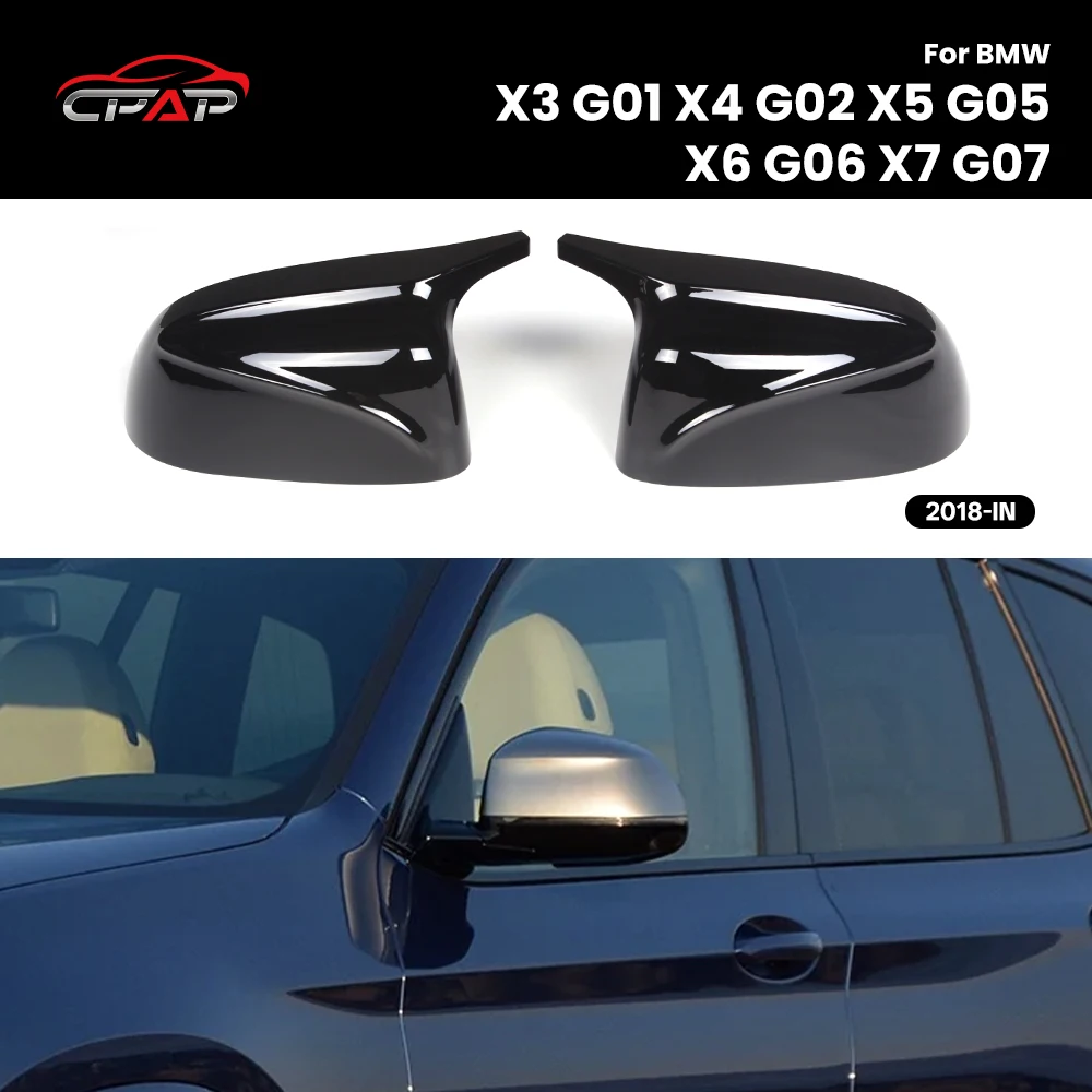 

Rearview Covers Car Side Door Mirror Caps for BMW X3 G01 X4 G02 X5 G05 X6 G06 X7 G07 M Style 2018-IN Gloss Black Mirror Cap