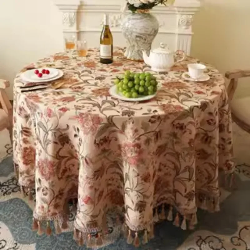 New Light Luxury Round Tablecloth, European American Style High-end Household Dining Table Cover