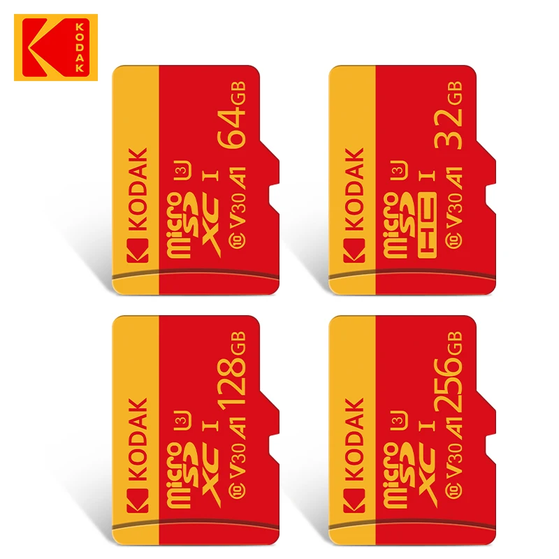 KODAK MicroSD Memory Card 256GB Recorder Storage High Speed 128GB Monitoring SD Card 64GB 32GB TF Gaming Microsd Class10 U3 V30