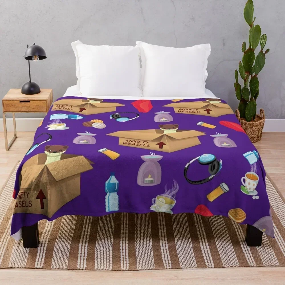 

Anxiety Weasel Protection Throw Blanket Shaggy decorative valentine gift ideas warm for winter Blankets