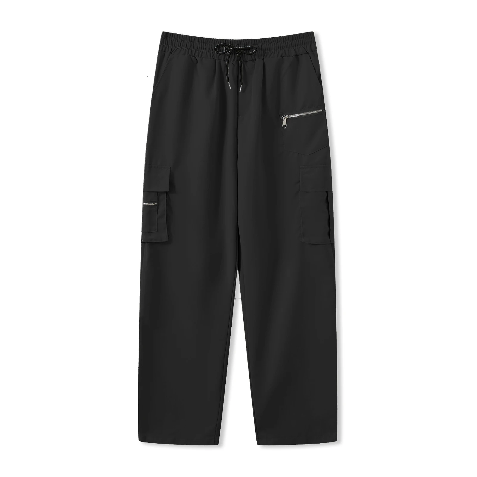 

Мужские брюки-карго, однотонные прямые брюки с эластичной резинкой на талии и множеством карманов, повседневные длинные брюки