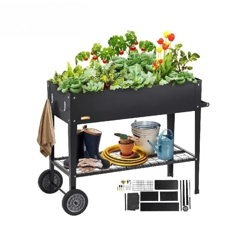 

Raised Garden Bed, 42.5 x 19.5 x 31.5 inch Galvanized Metal Planter Box, Elevated Outdoor Planting Boxes with Legs, Black