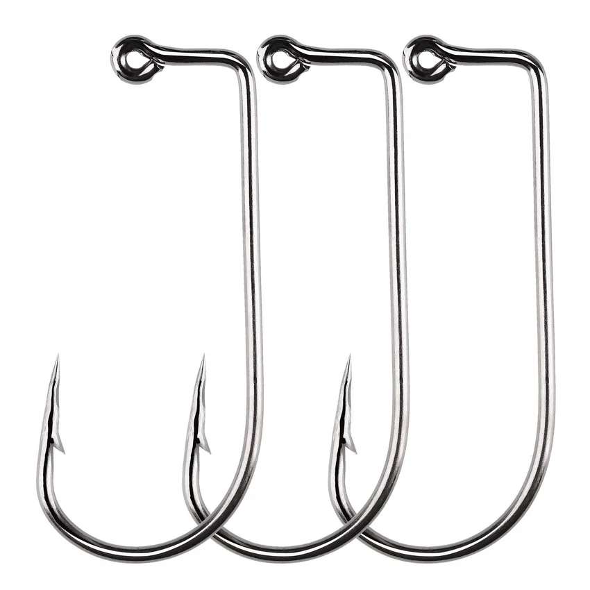 20pc/ Box White Long Shank Hook Barbed Fishing Hooks Jig Head Fishooks Pond Worm Carp Single Circle FishHook for Carp Fish