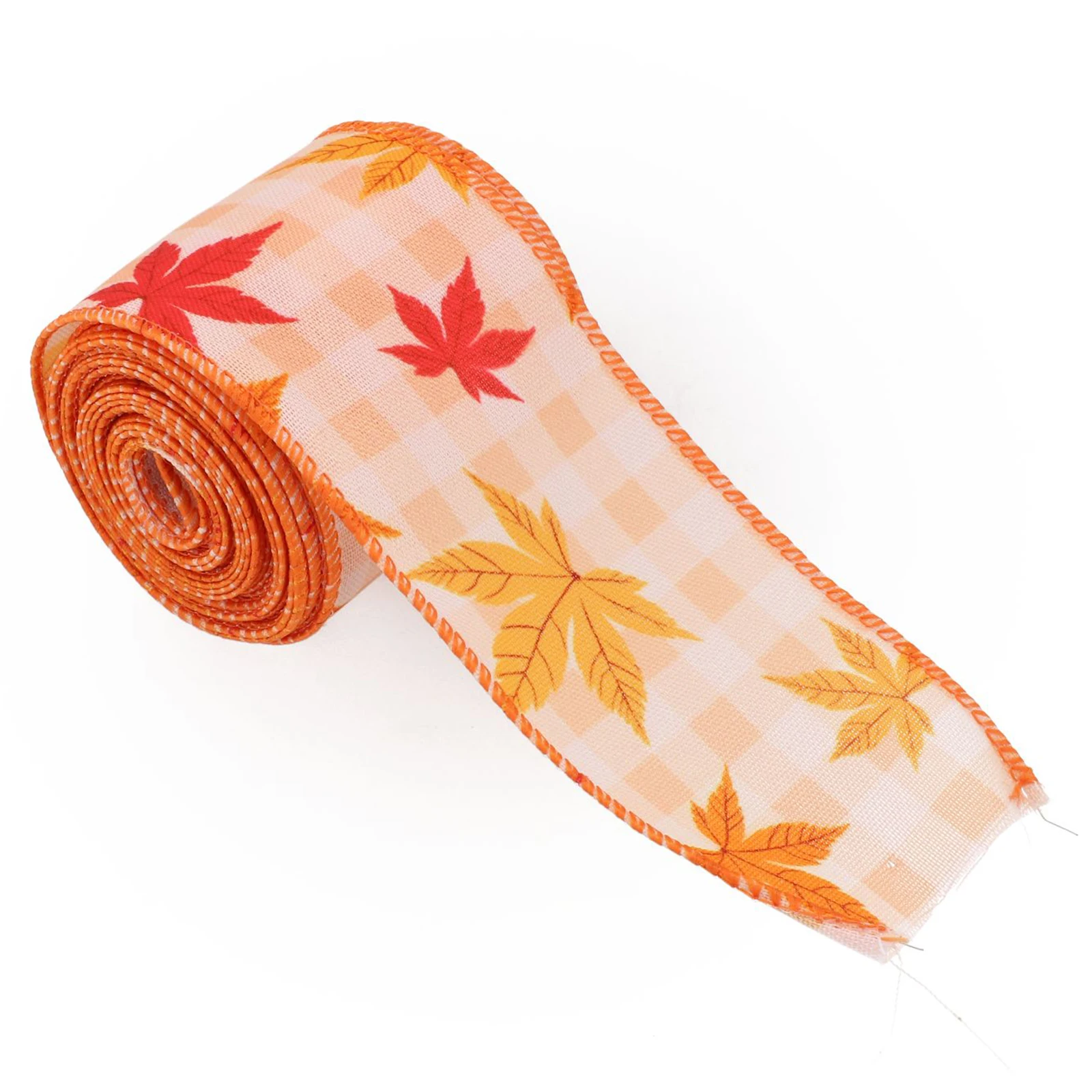 Autumn Ribbon Rolls Fall Burlap Ribbon Non-fading Colors Wire-sewn Edge 15 Feet Long 2.36 Inches Wide 5 Yards Long