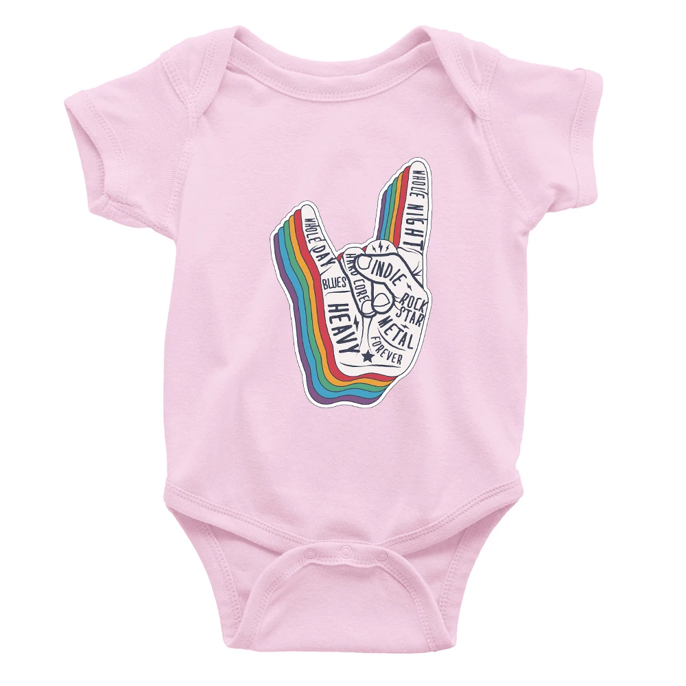 Rock Roll Fashion Baby Body Boys Onesies Devil Horns Print Punk Harajuku Newborn Clothes Short Sleeve Infant Toddler Bodysuits