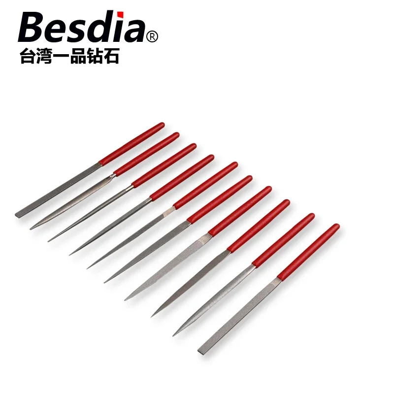 10PCS/Set Besdia PF-10L diamond Electroforming files D3*140mm Diamond Needle files set Grit120~600# Diamond hand polishing file