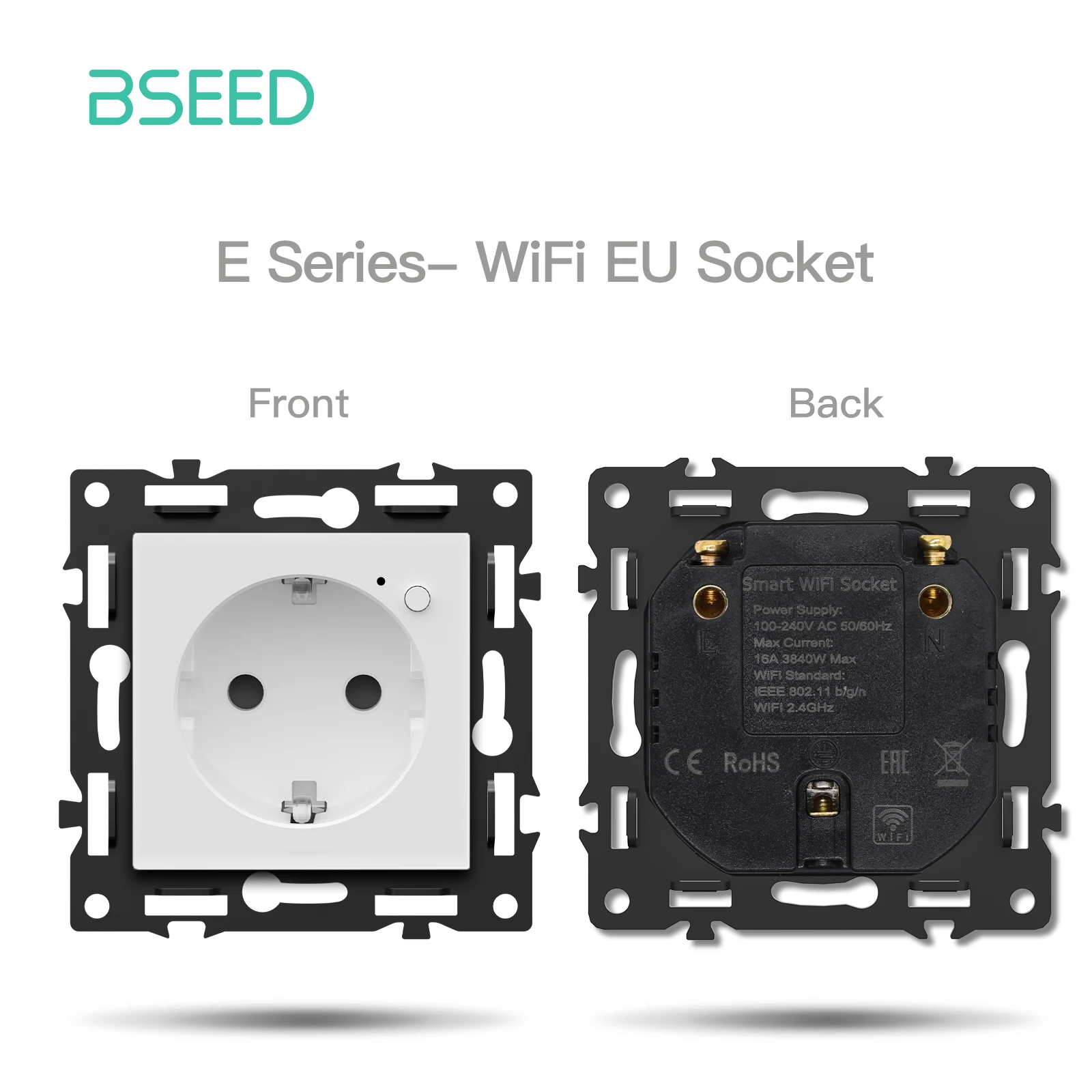 BSEED WIFI Klick-Schaltermodule Intelligente Lichtschalterteile Weißer Glasrahmen DIY Kombinations-Wandsteckdosen USB-Ladeanschluss E-Serie 4