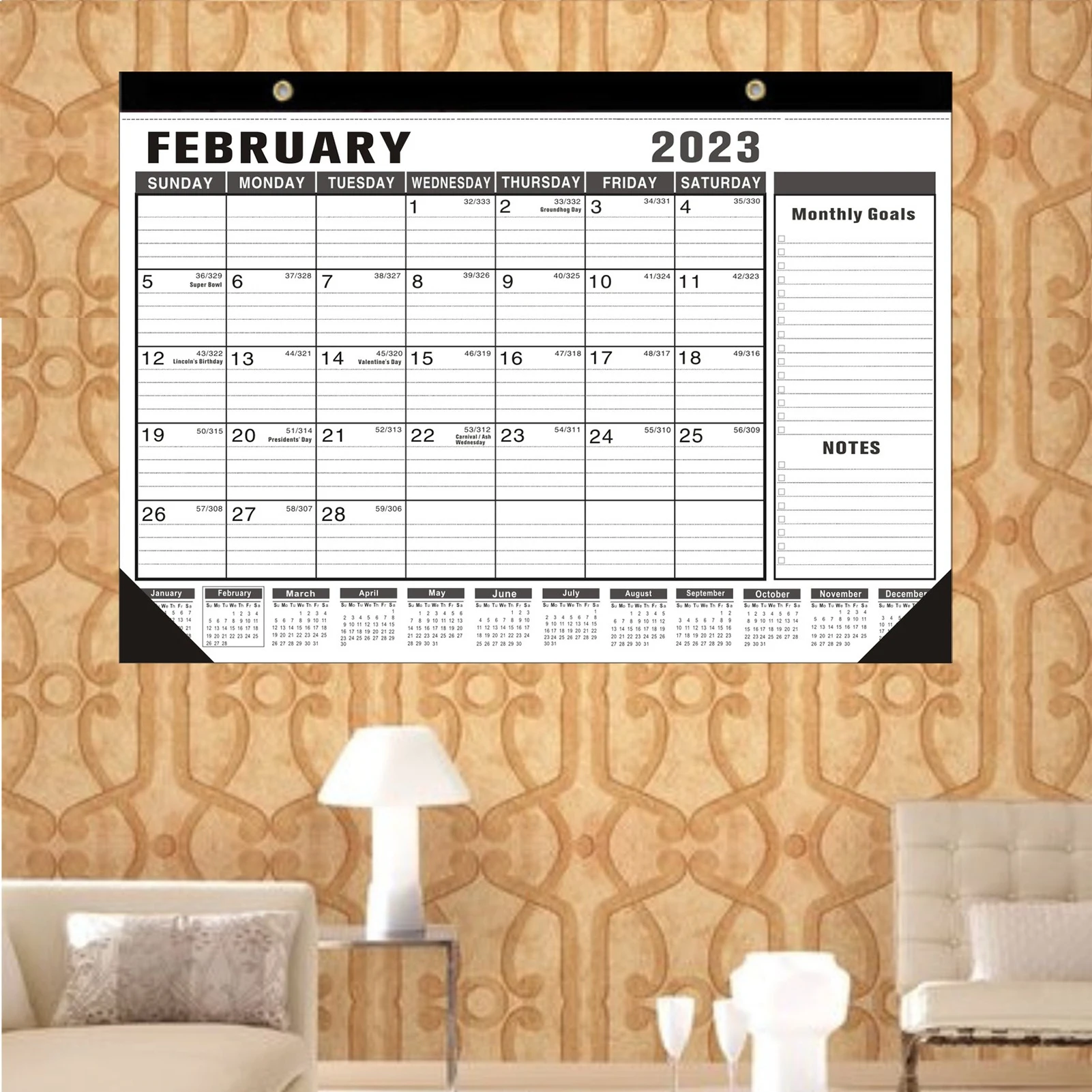 Simple New Year Calendar 18 Months From Jan 2023 Through June2024 For Home Bedroom Office