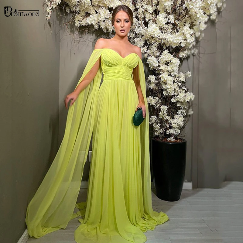 

Abendkleider Dubai Formal Dress Women Elegant Chiffon Strapless Yellow Evening Gown 2024 New Prom Party Vestido Longo Festa