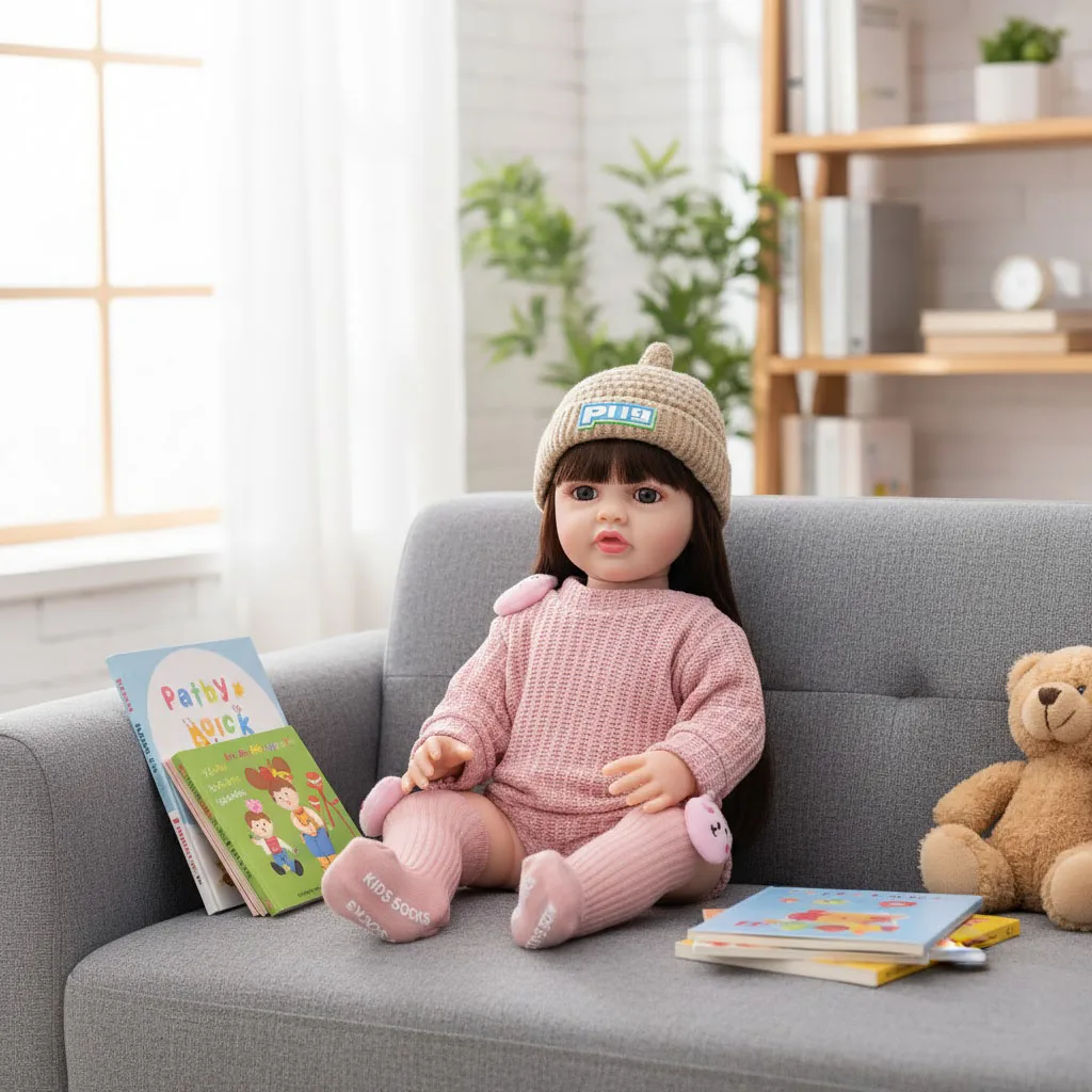 Cloveray 22 inch Classic Full Body Vinyl Realistic Reborn Baby Doll Super Cute Vinyl Doll Handmade Original Toy Kid Xmas Gift