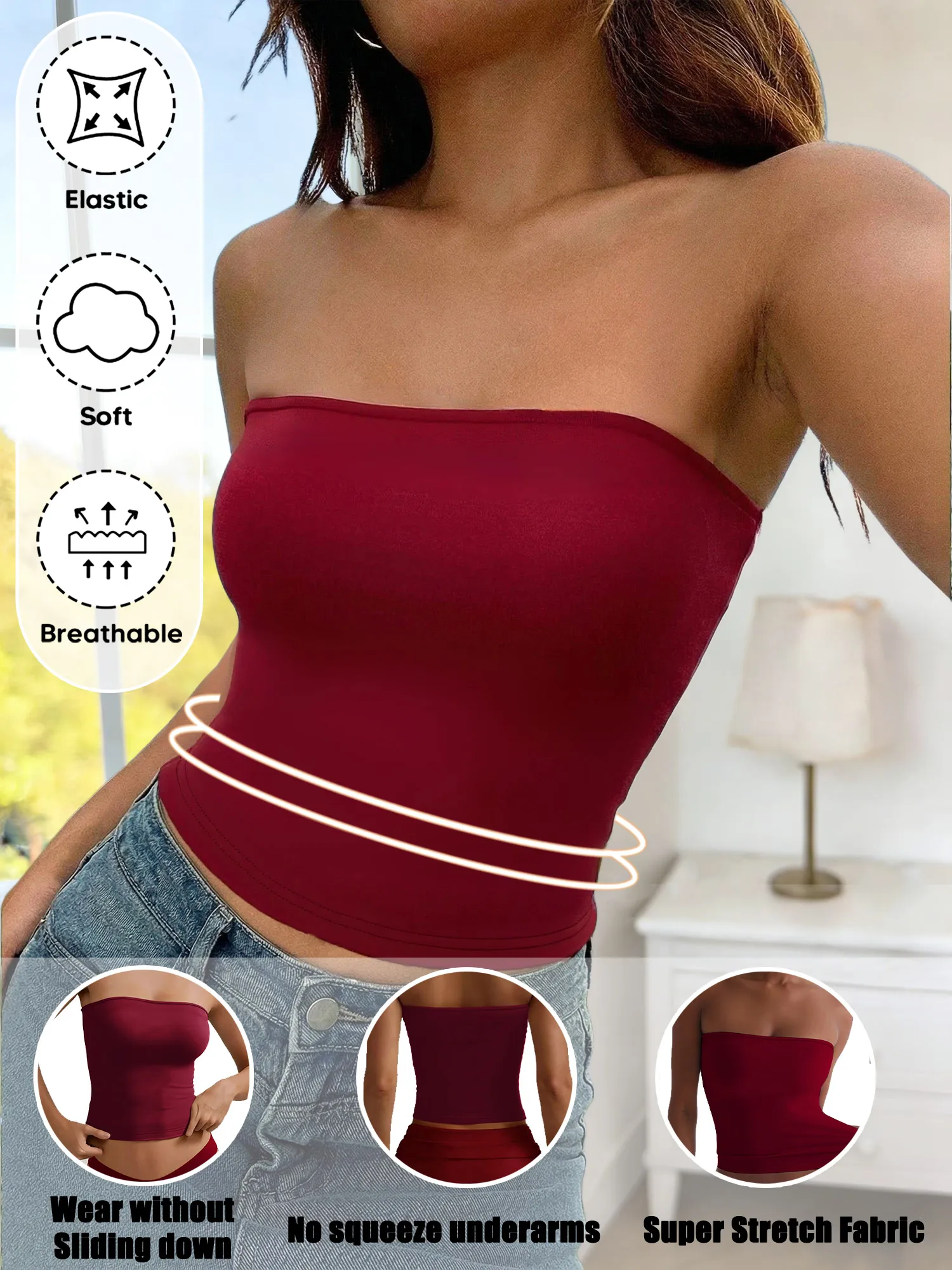 Quick-Dry Sleeveless Fitted Camisole, Plain No-Strap Vest for Lakeside Picnics & Coastal Sightseeing Walks