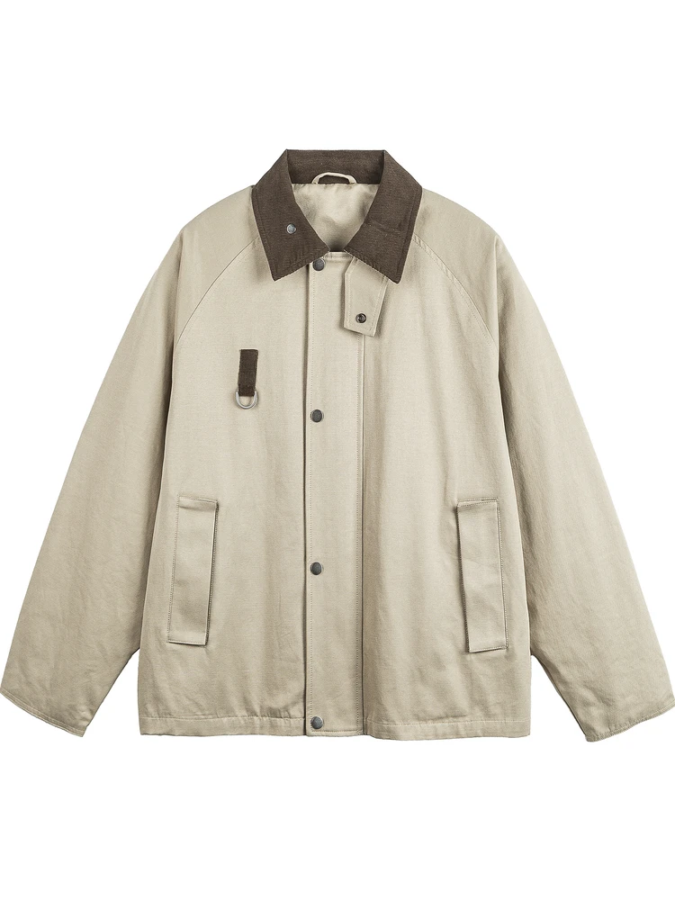 

Рабочая куртка свободного кроя NRremember Осень 2025 с отложным воротником, цветными вставками, длинными рукавами, из хлопка, полиэстера и нейлона