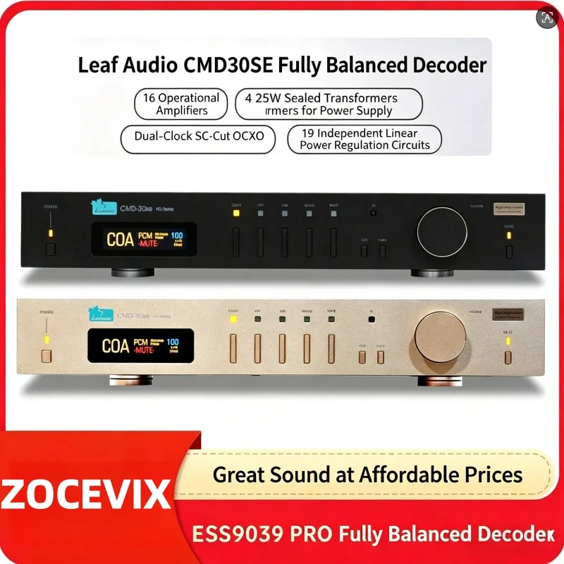 

Leaf Audio CMD-30SE OCXO Thermostatic Crystal Oscillator ESS9039PRO Dual-Clock SC-Cut OCXO Full Balanced Decoder DAC