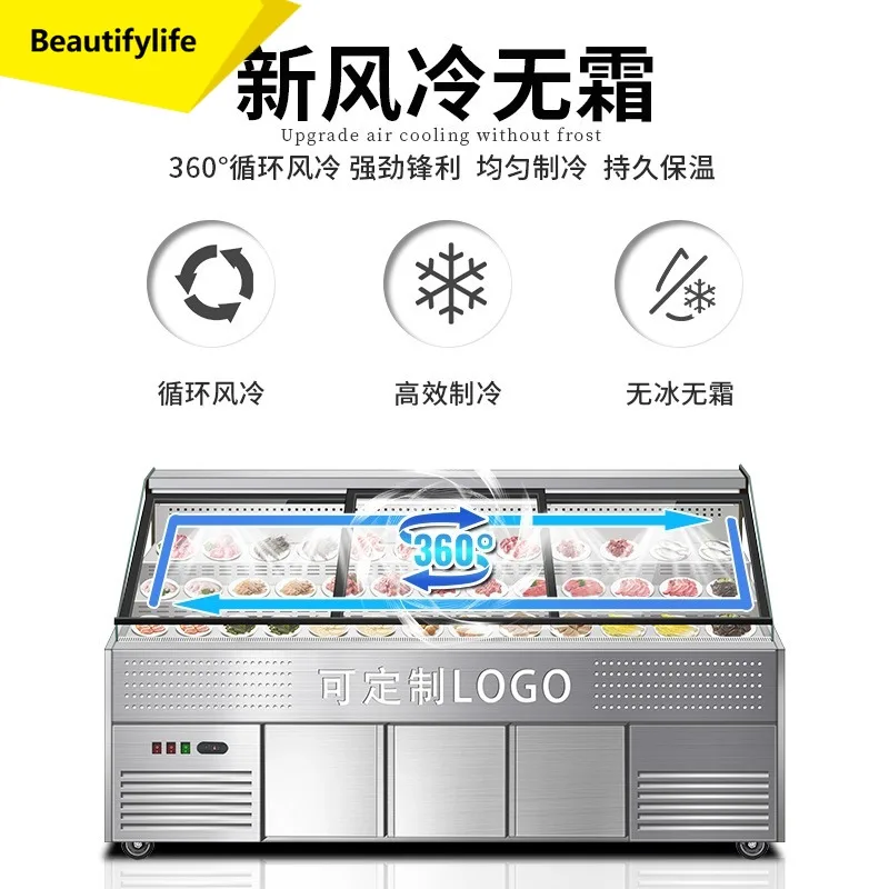 

M46 Трехступенчатый шкаф для заказа из нержавеющей стали с воздушным охлаждением Коммерческий шкаф для хранения свежих продуктов с охлаждением и замороженной витриной