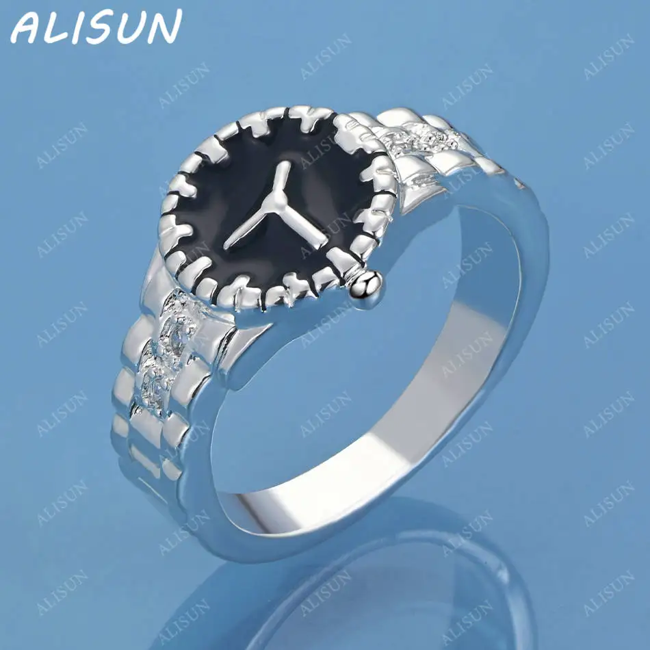 

ALISUN 925 Sterling Silver Zirconia Watch Ring For Women Men Fashion Jewelry Charm Grace Noble Wedding Accessories